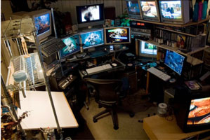 alot of lcd and crt monitors in this setup